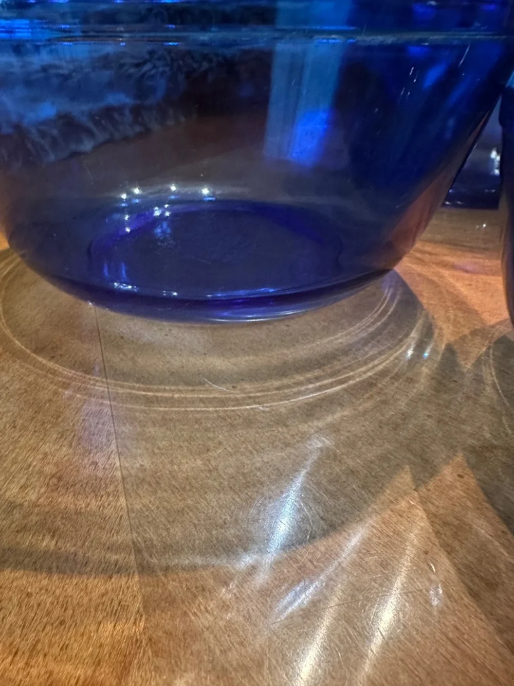 4 Vintage Anchor Hocking Blue Glass Nesting Bowl Set 4pc Rare 4 qt Bowl